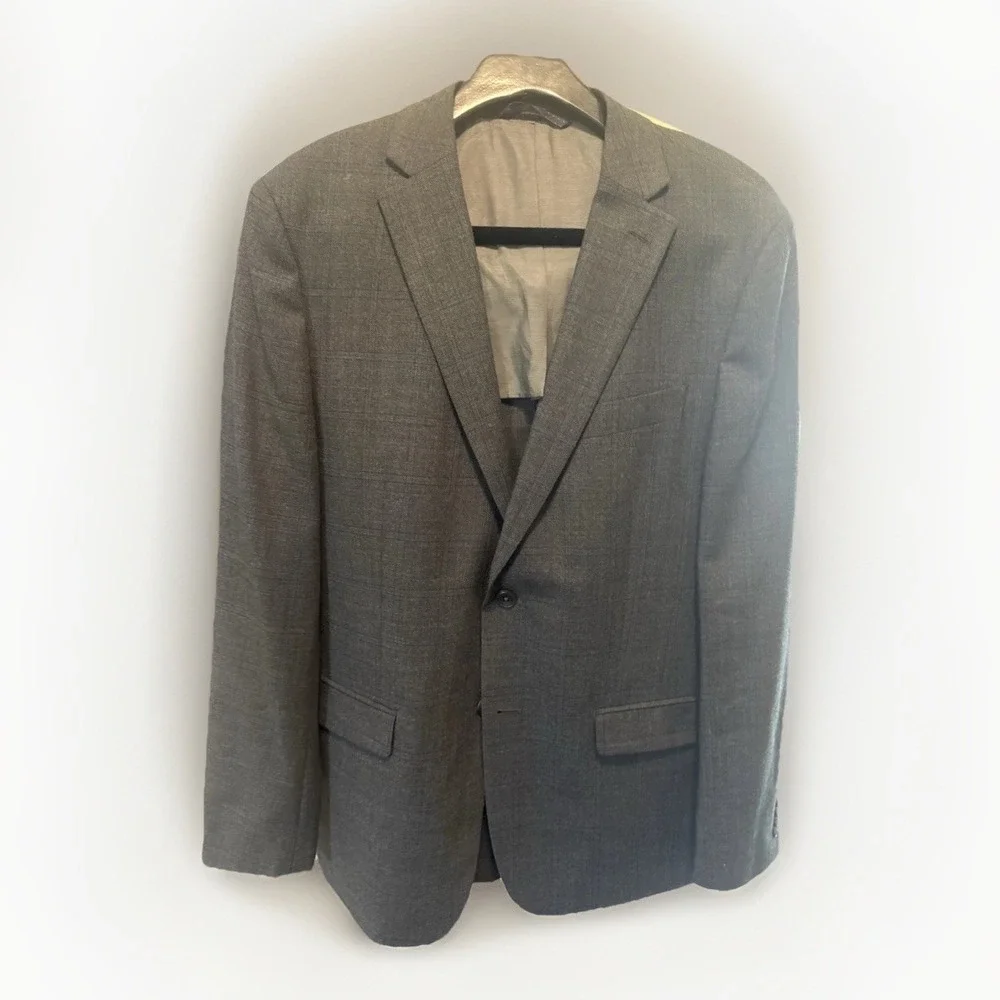 Michael‎ Kors Men's Size 42R Dark Gray Modern-Fit Double Vent Wool Suit Jacket